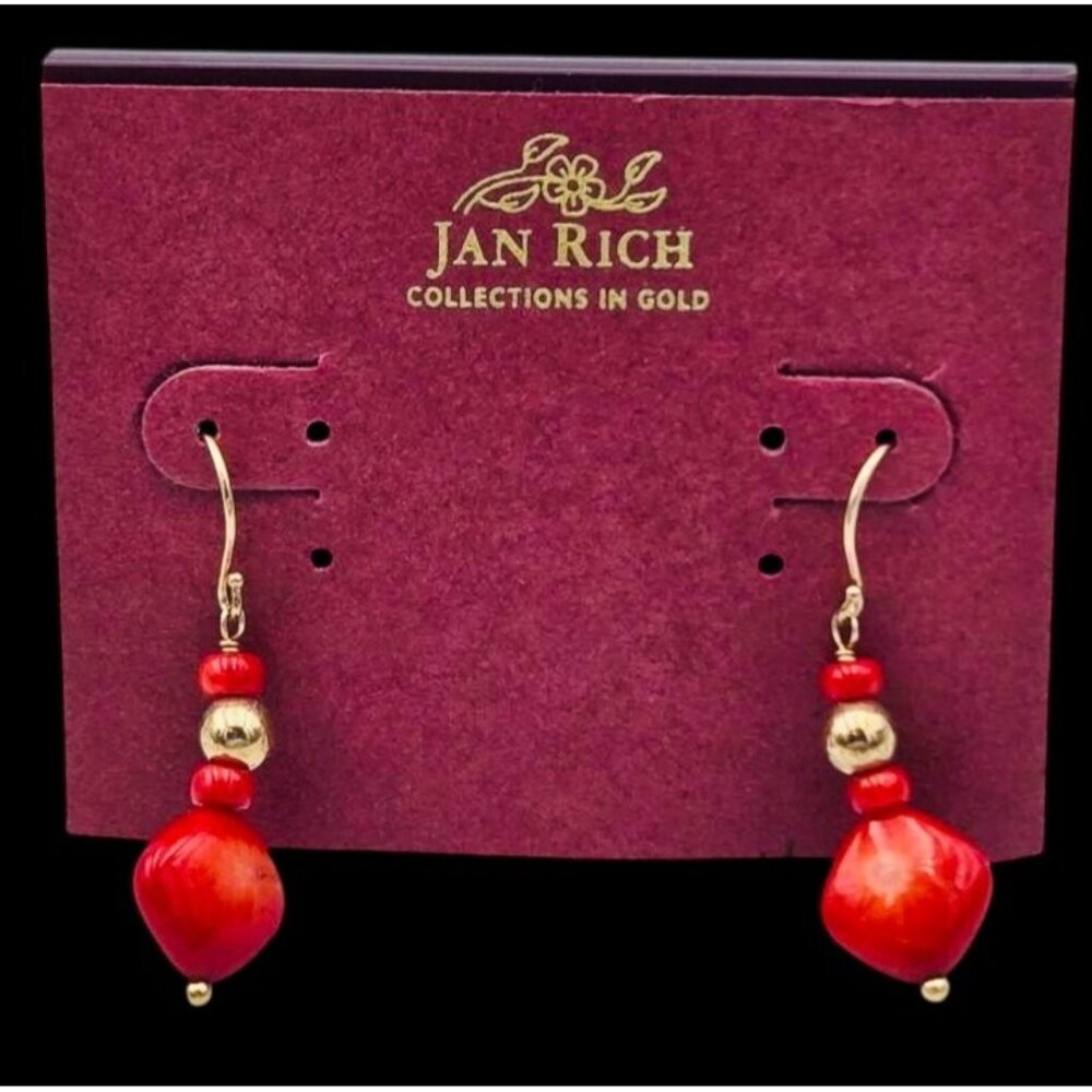NWT Jan Rich 14k Coral Earrings